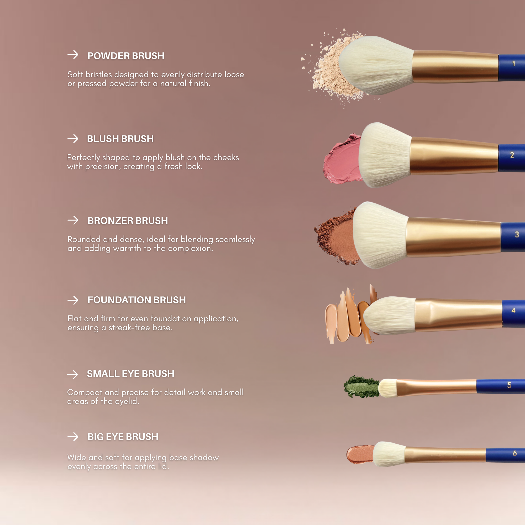 Makeup Brush Set (12-Piece) – Ultra-Soft Vegan Synthetic Brushes | BERRY Blue